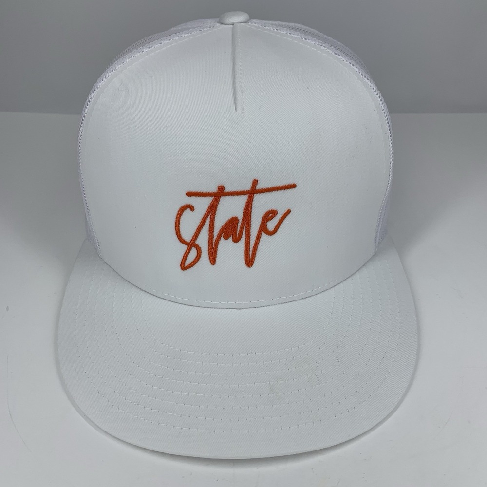 STATE Hat Orange White Mesh Adjustable Snapback Yupoong Classics Baseball Cap